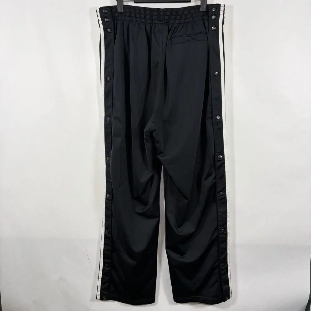 Vintage Y2K Adidas Tear Away Track Pants Mens Large Black Three Stripe 34x31